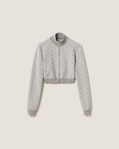 Miu Miu Cotton Knit Cardigan - Grey