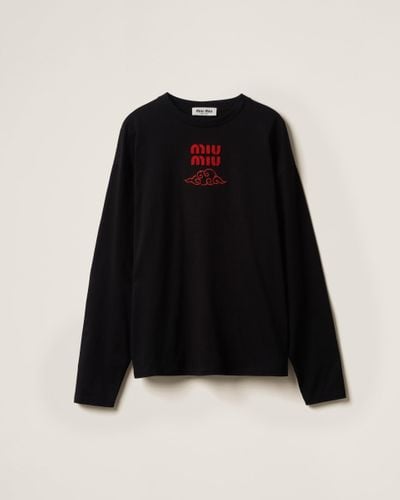 Miu Miu Cotton Jersey T-Shirt - Black