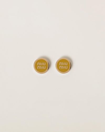 Miu Miu Enameled Metal Earrings - Metallic