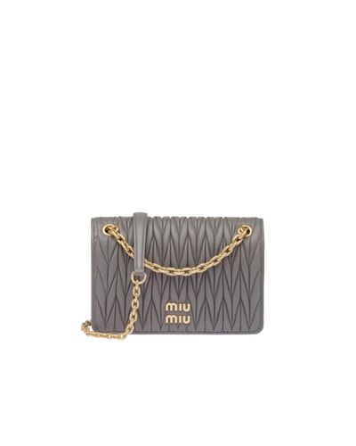 Miu Miu Matelassé Nappa Leather Mini-bag - Grey