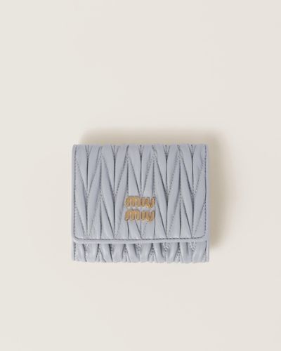 Miu Miu Small Matelassé Nappa Leather Wallet - Blue