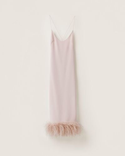 Miu Miu Stretch Cady Dress With Feathers - Pink