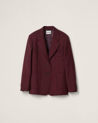 Miu Miu Long Sleeve Single Breasted Blazer Jacket - Red