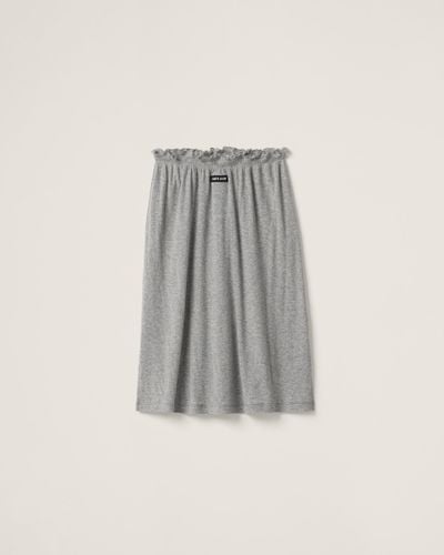 Miu Miu Ribbed Jersey Skirt - Gray