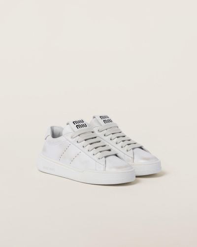 Miu Miu Bleached Leather Sneakers - White