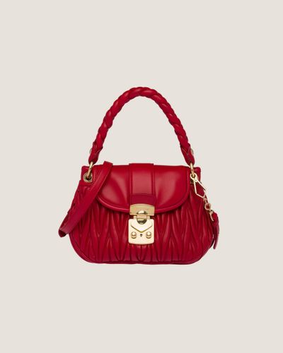 Miu Miu Miu Coffer Matelassé Nappa Leather Handbag - Red