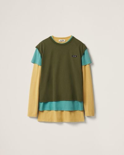 Miu Miu Set Of 3 Jersey T-shirts - Green