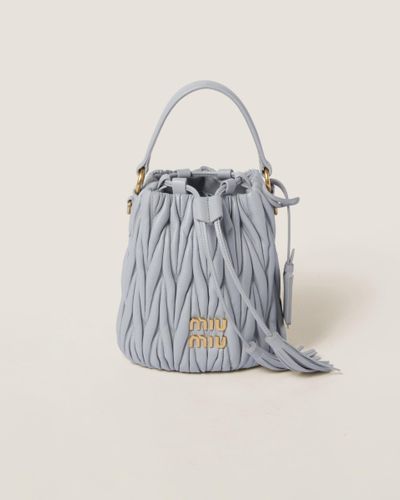 Miu Miu Matelassé Nappa Leather Bucket Bag - Blue