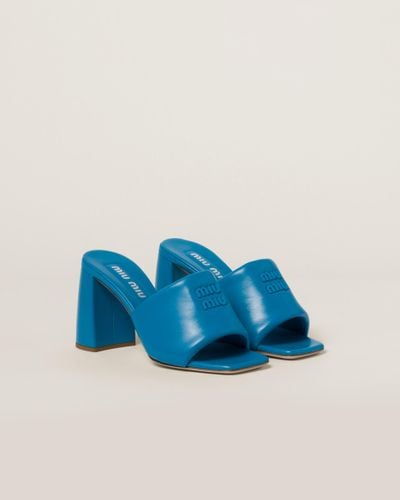 Miu Miu Padded Leather Sandals - Blue