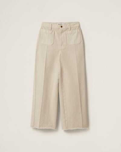 Miu Miu Garment-Dyed Gabardine Trousers - Natural