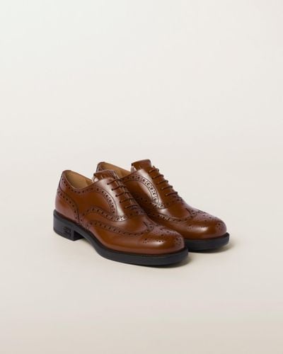 Miu Miu X Church'S Leather Brogue Shoes - Brown
