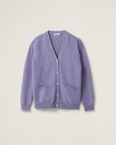 Miu Miu Wool And Cashmere Cardigan - Purple