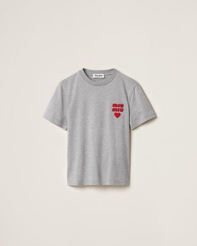 Miu Miu Cotton Jersey T-Shirt - Grey