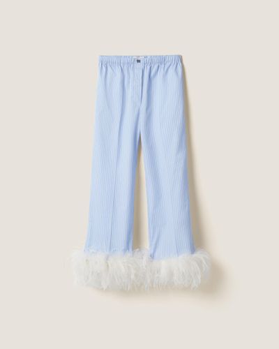 Miu Miu Striped Cotton Pyjama Trousers - Blue