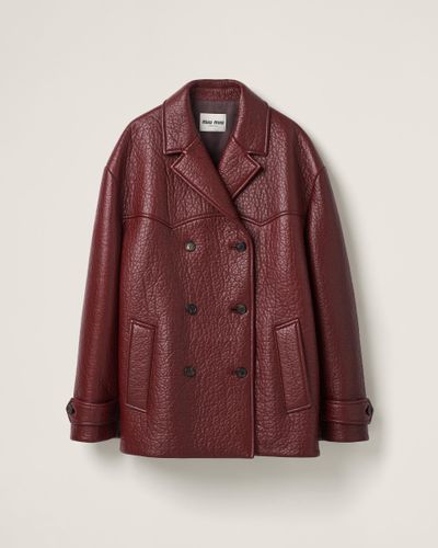 Miu Miu Double-breasted Nappa Leather Jacket - Red