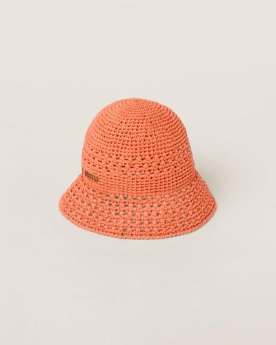 Miu Miu Woven Fabric Hat - Orange