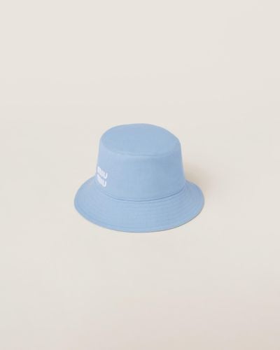 Miu Miu Logo-Embroidered Bucket Hat - Blue