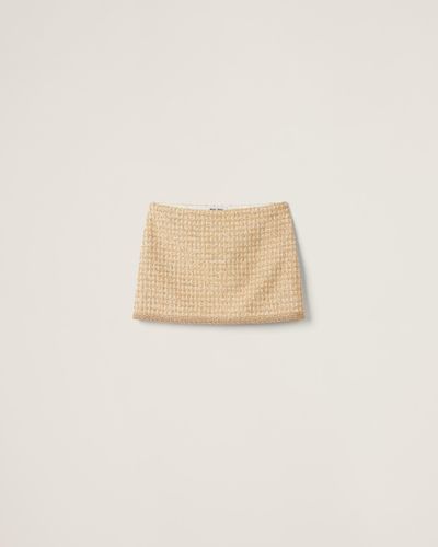 Miu Miu Check Lamé Miniskirt - Natural