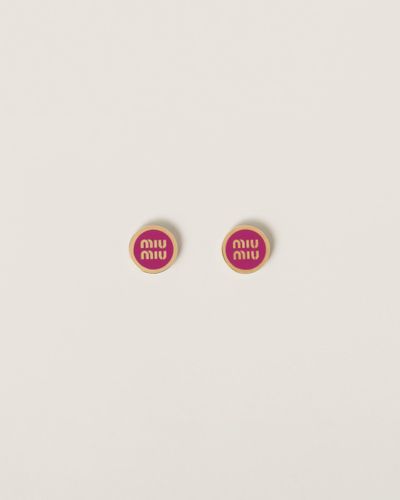 Miu Miu Enameled Metal Earrings - Pink