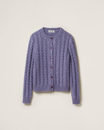 Miu Miu Wool And Cashmere Knit Cardigan - Purple