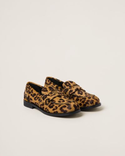 Miu Miu Leopard-print Calf Hair-effect Loafers - Brown