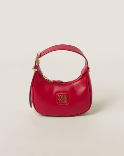 Miu Miu Leather Hobo Bag - Red