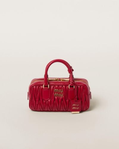 Miu Miu Arcadie Matelassé Nappa Leather Bag - Red