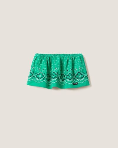 Miu Miu Printed Poplin Miniskirt - Green