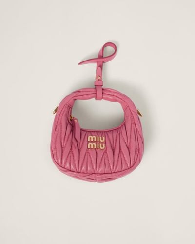 Miu Miu Wander Matelassé Nappa Leather Micro Hobo Bag - Pink