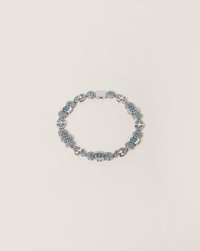 Miu Miu Metal Necklace With Crystals - Metallic