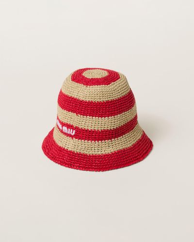 Miu Miu Woven Fabric Hat - Red