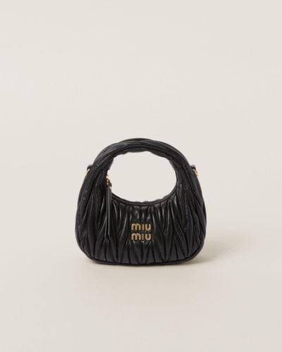 Miu Miu Wander Matelassé Nappa Leather Hobo Mini-bag - Black