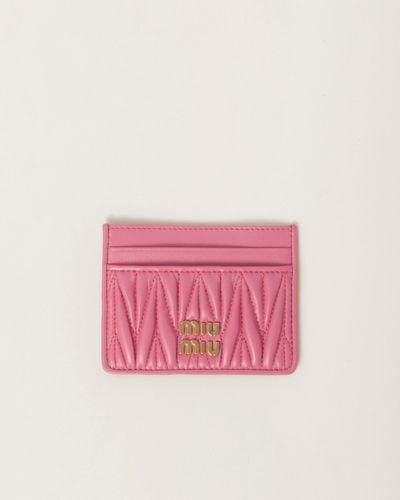 Miu Miu Matelassé Nappa Leather Card Holder - Pink