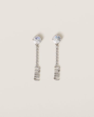 Miu Miu Metal Earrings With Crystals - Natural