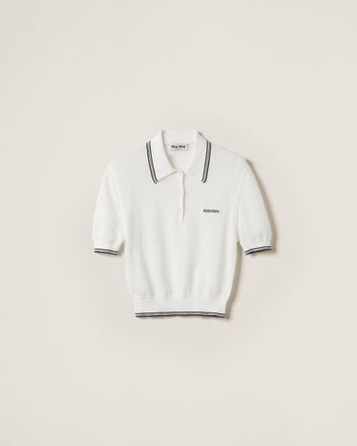 Miu Miu Cotton Jersey Polo Shirt - White