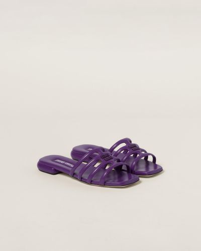 Miu Miu Leather Sandals - Purple