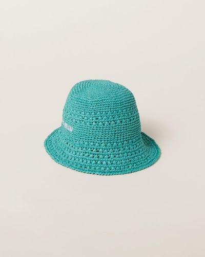 Miu Miu Woven Fabric Hat - Blue