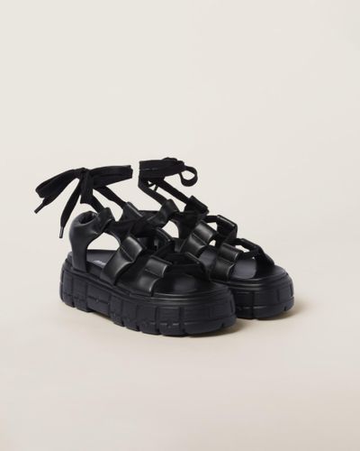 Miu Miu Sporty Nappa Leather Sandals - Black