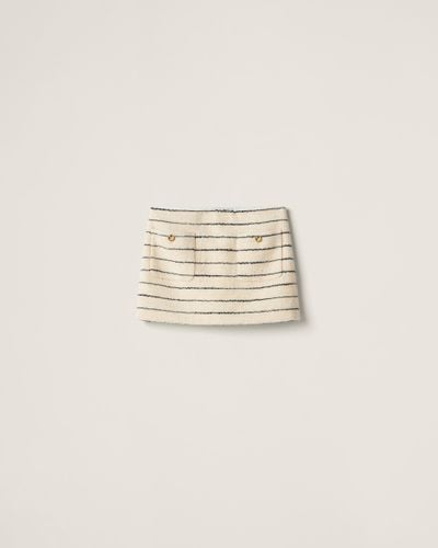Miu Miu Striped Bouclé Miniskirt - Natural