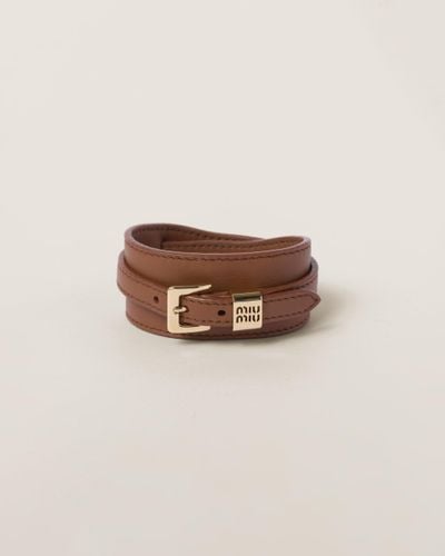 Miu Miu Leather Bracelet - Brown