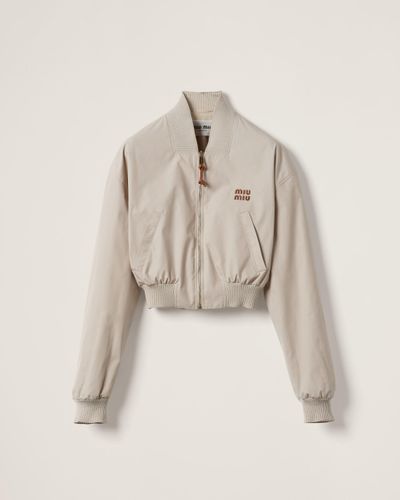 Miu Miu Panama Cotton Blouson Jacket - Natural