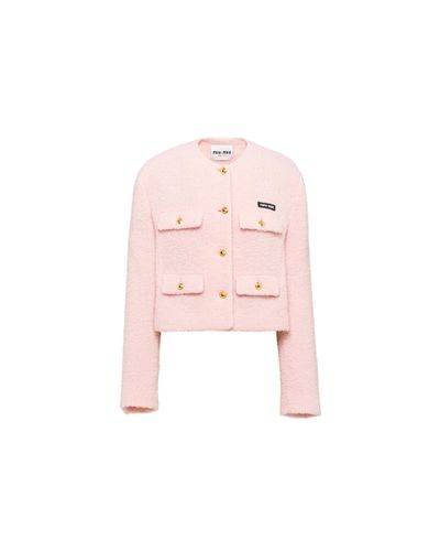 Miu Miu Single-breasted Bouclé Jacket - Pink