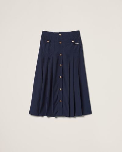 Miu Miu Long Pleated Marocain Skirt - Blue