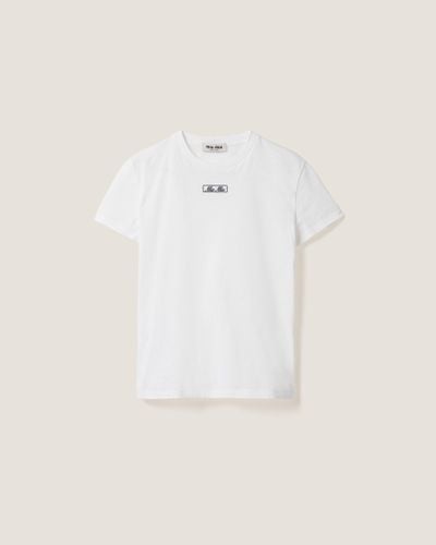 Miu Miu Embroidered Cotton Jersey T-Shirt - White