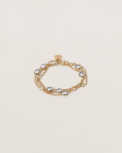 Miu Miu Metal Bracelet With Crystals - Metallic