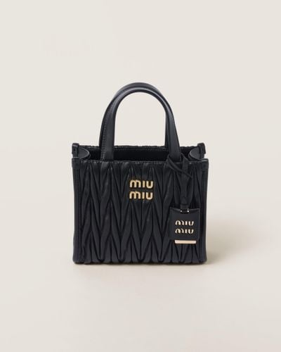 Miu Miu Matelassé Nappa Leather Handbag - Black
