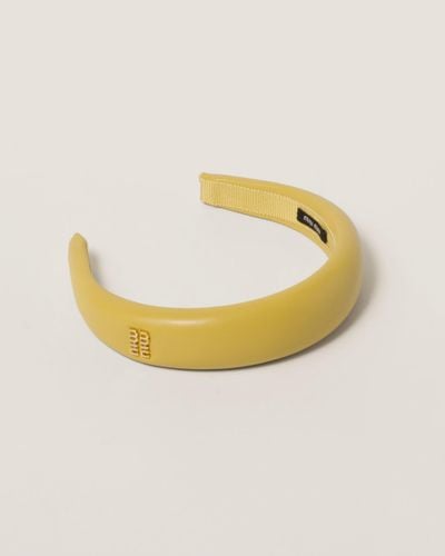 Miu Miu Nappa Leather Headband - Yellow