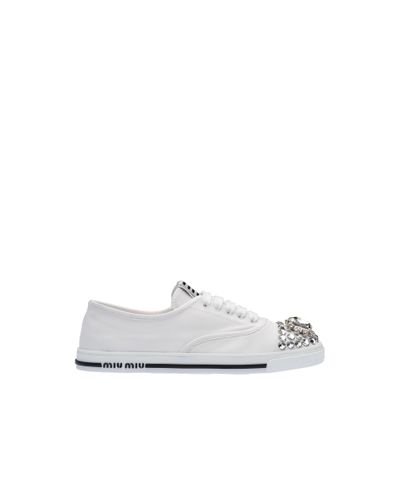 Miu Miu Cotton Gabardine Sneakers - White