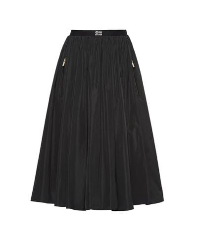 Miu Miu Full Technical Silk Skirt - Black