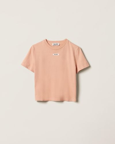 Miu Miu Cotton T-shirt - Natural